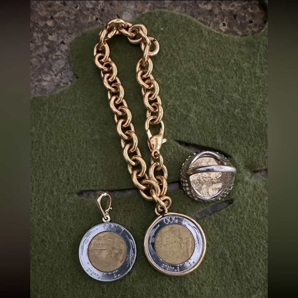 Lira Coin Pendant Set - Picture 2 of 10